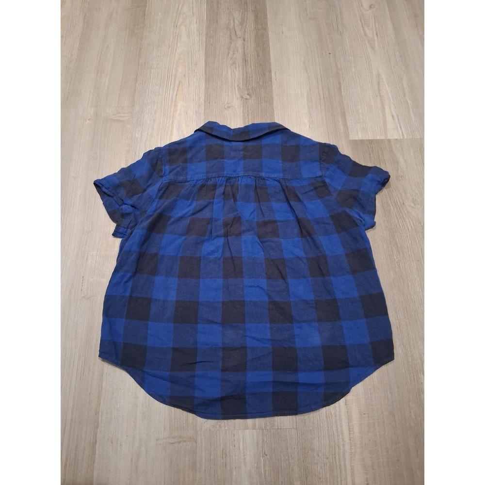 Lucky Brand Womens Blue Black Buffalo Plaid Short Sleeve Button Down Shirt M - Picture 2 of 5